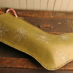 leather snowflake sage stocking by moxie and oliver