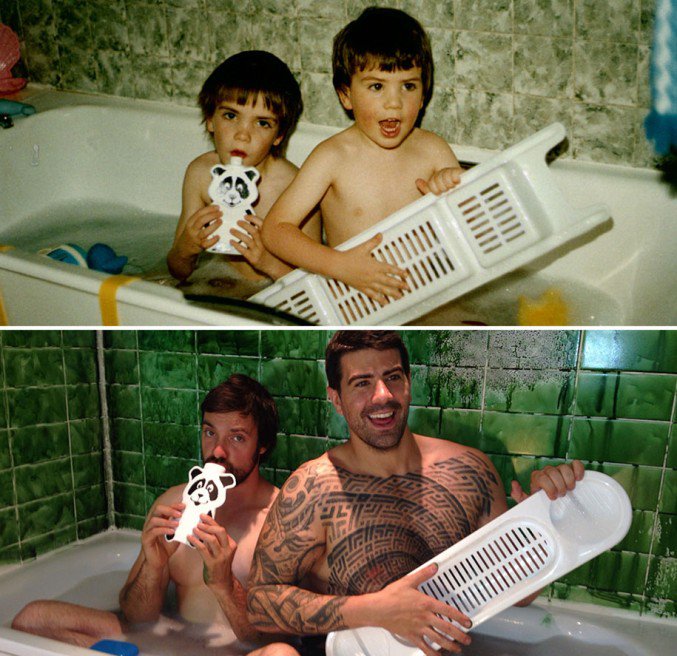 Brothers-Recreate-Childhood-Photos-for-Parents-Wedding-Anniversary-2