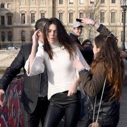 Kendall Jenner is attacked by a fan while visiting Lovelock Bridge **USA ONLY**