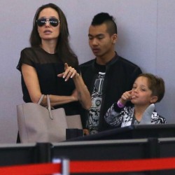 Angelina Jolie Catches A Flight Out Of NYC With Her Sons