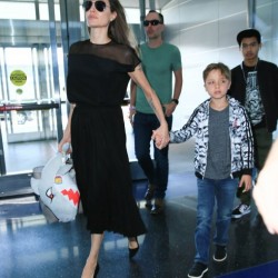 Angelina Jolie and family are seen at JFK